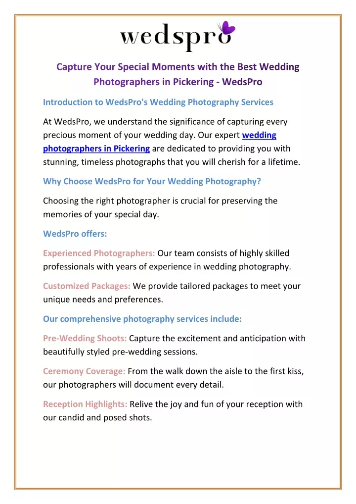 introduction to wedspro s wedding photography