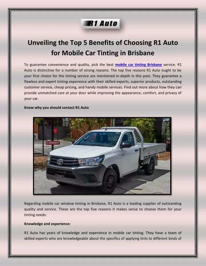 unveiling the top 5 benefits of choosing r1 auto