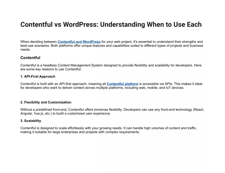 contentful vs wordpress understanding when