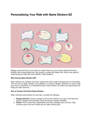 Personalising Your Ride with Name Stickers NZ