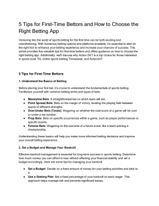 5 Tips for First-Time Bettors and How to Choose the Right Betting App