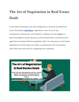 The Art of Negotiation in Real Estate Deals