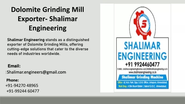 dolomite grinding mill exporter shalimar