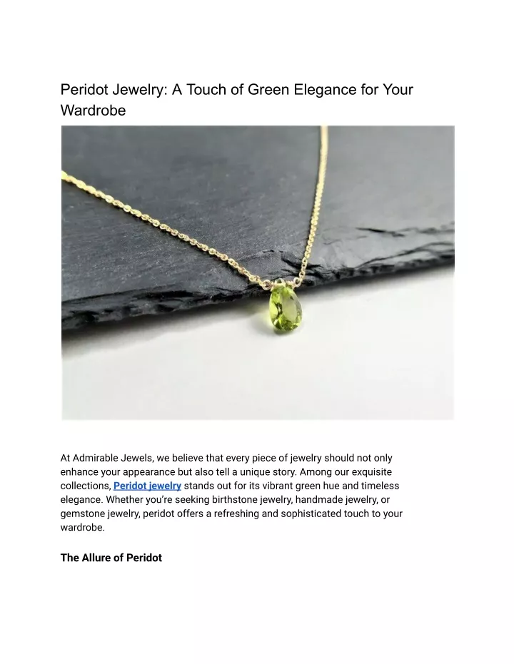 peridot jewelry a touch of green elegance