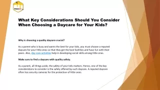 What Key Considerations Should You Consider When Choosing a Daycare for Your Kids