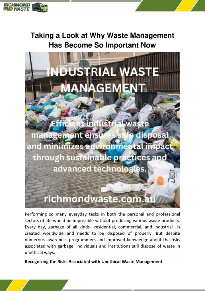 taking a look at why waste management has become