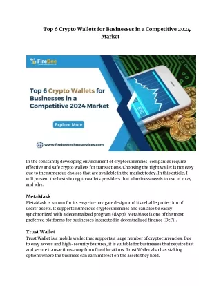 Top 6 Crypto Wallets for Businesses in a Competitive 2024 Market