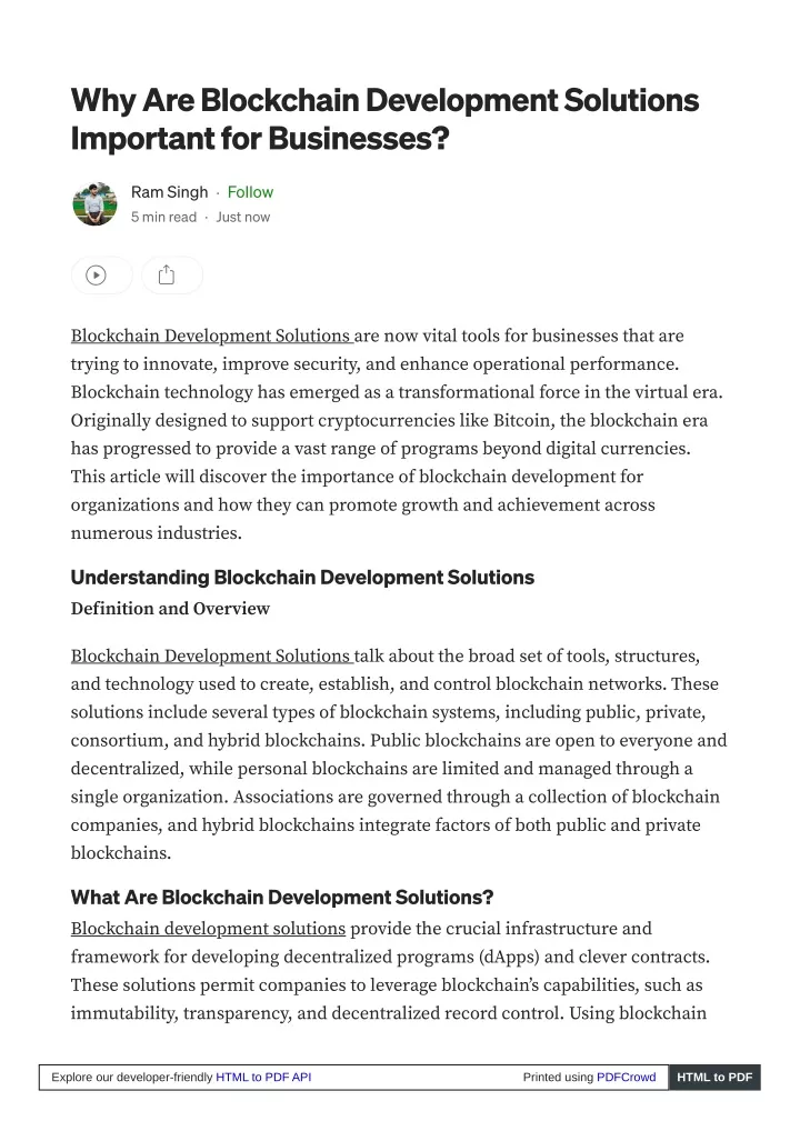 why are blockchain development solutions