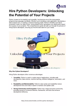 hire python developers unlocking the potential
