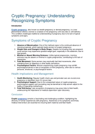 Cryptic Pregnancy: Understanding the Phenomenon and Symptoms