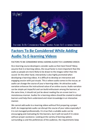 factors to be considered while adding audio to e learning videos