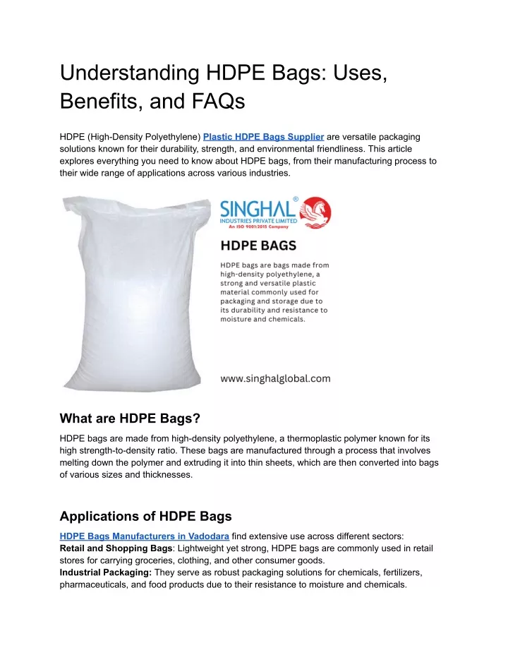 understanding hdpe bags uses benefits and faqs