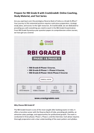 prepare for rbi grade b with crackgradeb online