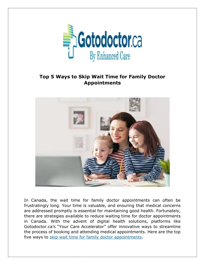 top 5 ways to skip wait time for family doctor