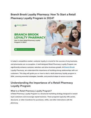 Branch Brook Loyalty PharmacyHow To Start a Retail Pharmacy Loyalty Program in 2024