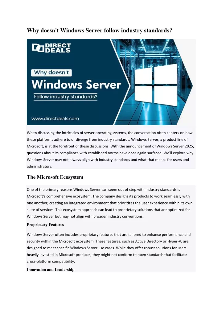 why doesn t windows server follow industry