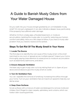 A Guide to Banish Musty Odors from Your Water Damaged House