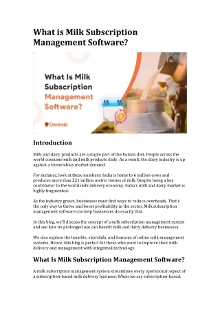 what is milk subscription management software