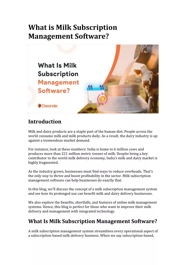 what is milk subscription management software