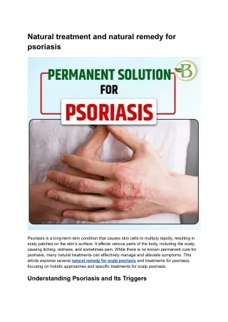 Natural treatment and natural remedy for psoriasis