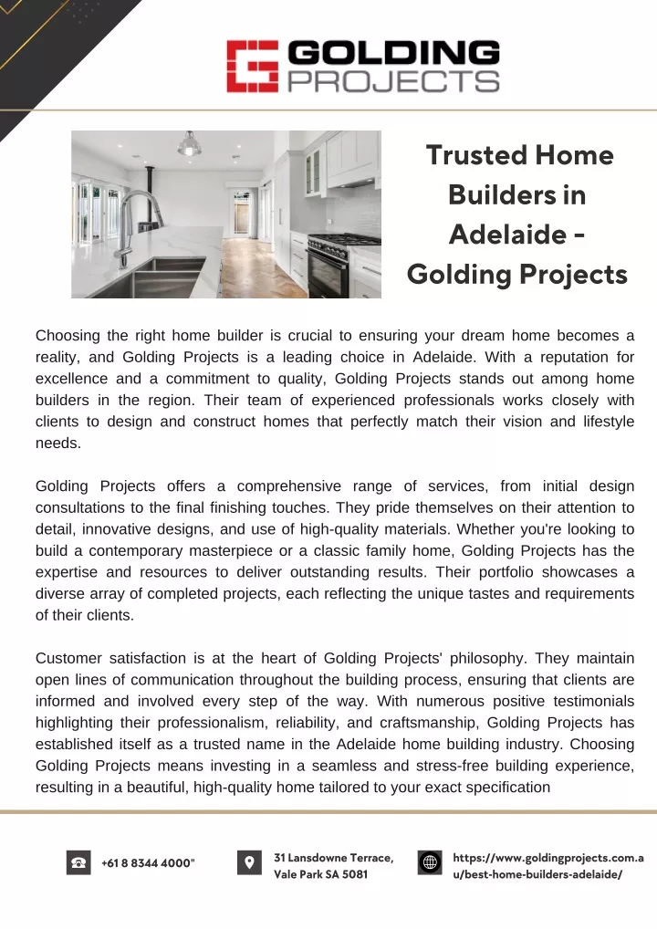 trusted home builders in adelaide golding projects