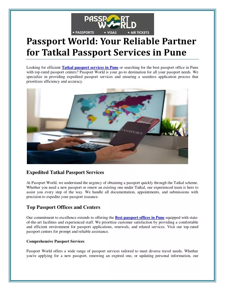 passport world your reliable partner for tatkal