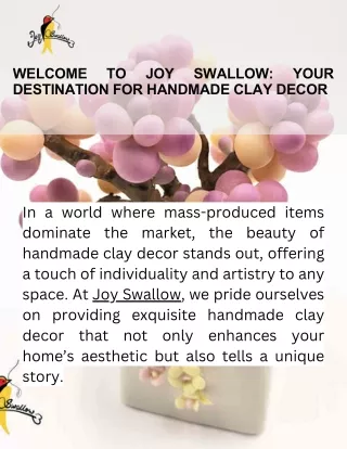 Welcome to Joy Swallow Your Destination for Handmade Clay Decor