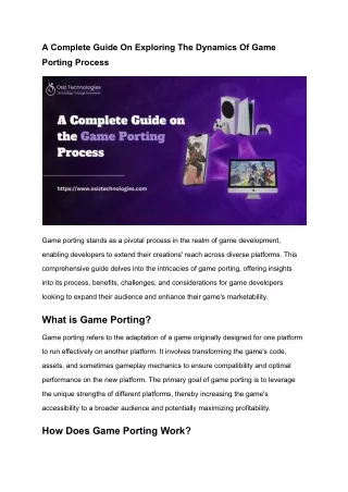 A Complete Guide On Exploring The Dynamics Of Game Porting Process