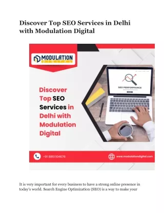 Discover Top SEO Services in Delhi with Modulation Digital