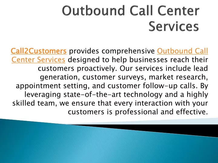 outbound call center services