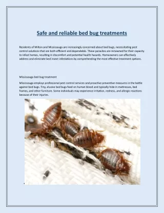 Safe and reliable bed bug treatments