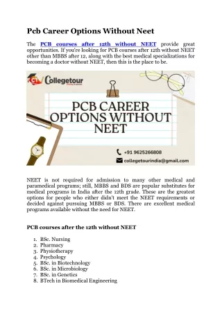 Pcb Career Options Without Neet