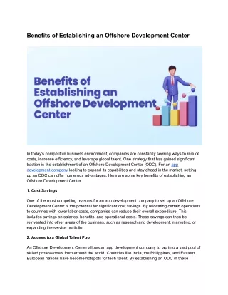 Benefits of Establishing an Offshore Development Center