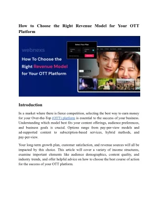 how to choose the right revenue model for your
