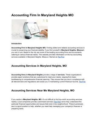 Accounting Firm In Maryland Heights MO