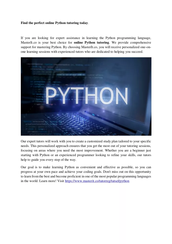 find the perfect online python tutoring today