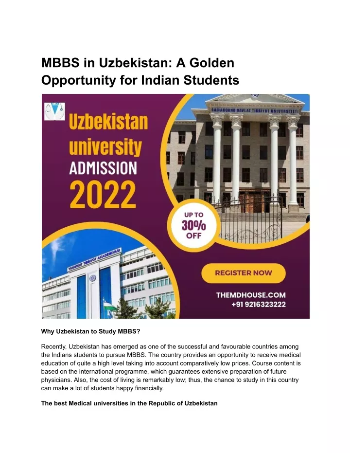 mbbs in uzbekistan a golden opportunity