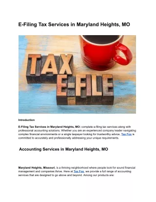 E-Filing Tax Services in Maryland Heights, MO (1)