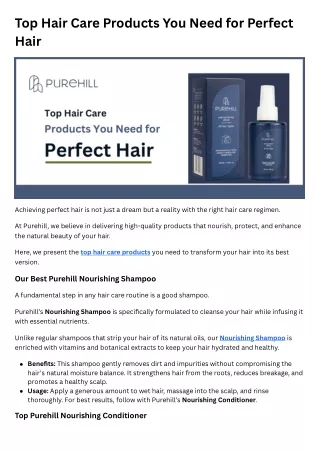Top Hair Care Products You Need for Perfect Hair