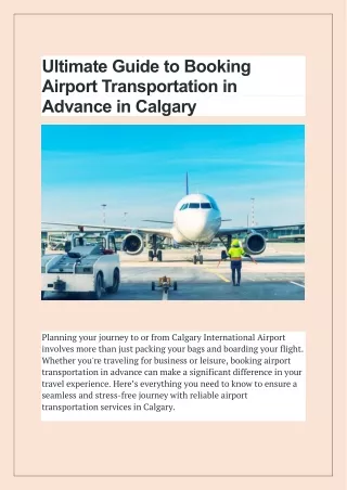 Ultimate Guide to Booking Airport Transportation in Advance in Calgary