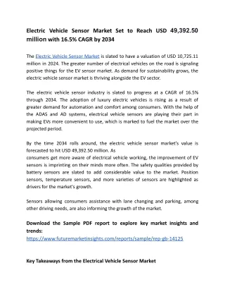 Electric Vehicle Sensor Market
