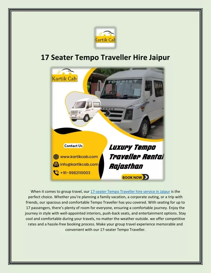 17 seater tempo traveller hire jaipur