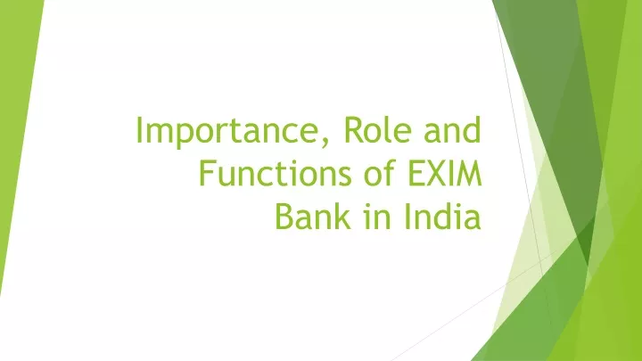 importance role and functions of exim bank