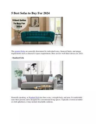 5 Best Sofas to Buy For 2024