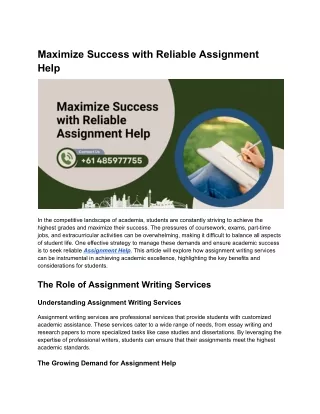 Maximize Success with Reliable Assignment Help