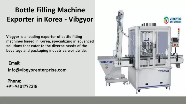 bottle filling machine exporter in korea vibgyor