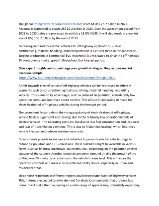 the global off highway ev components market