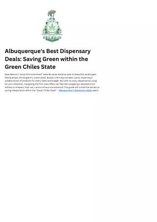 Dispensary deals Albuquerque