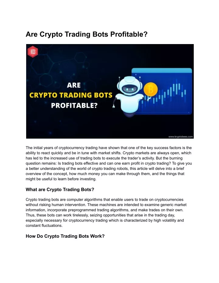 are crypto trading bots profitable