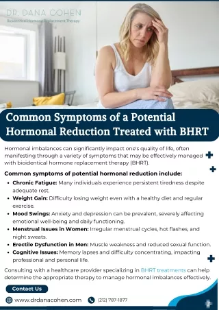 Common Symptoms of a Potential Hormonal Reduction Treated with BHRT